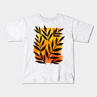 Black branches - orange background Kids T-Shirt